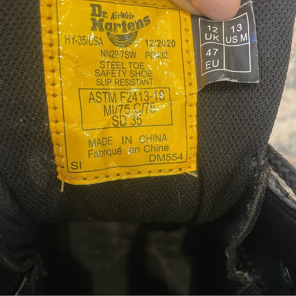 Dr. Martens Men's Earlstoke Black Steel Toe Work Boots Size 13 - Picture 10 of 16